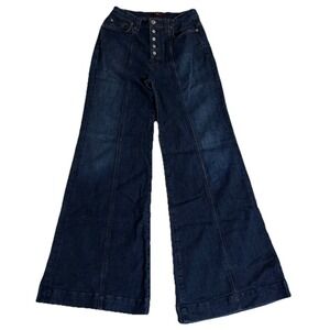 7 For All Mankind High Rise Button Fly Wide Leg Trouser Jean Sz 28 Sailor Style